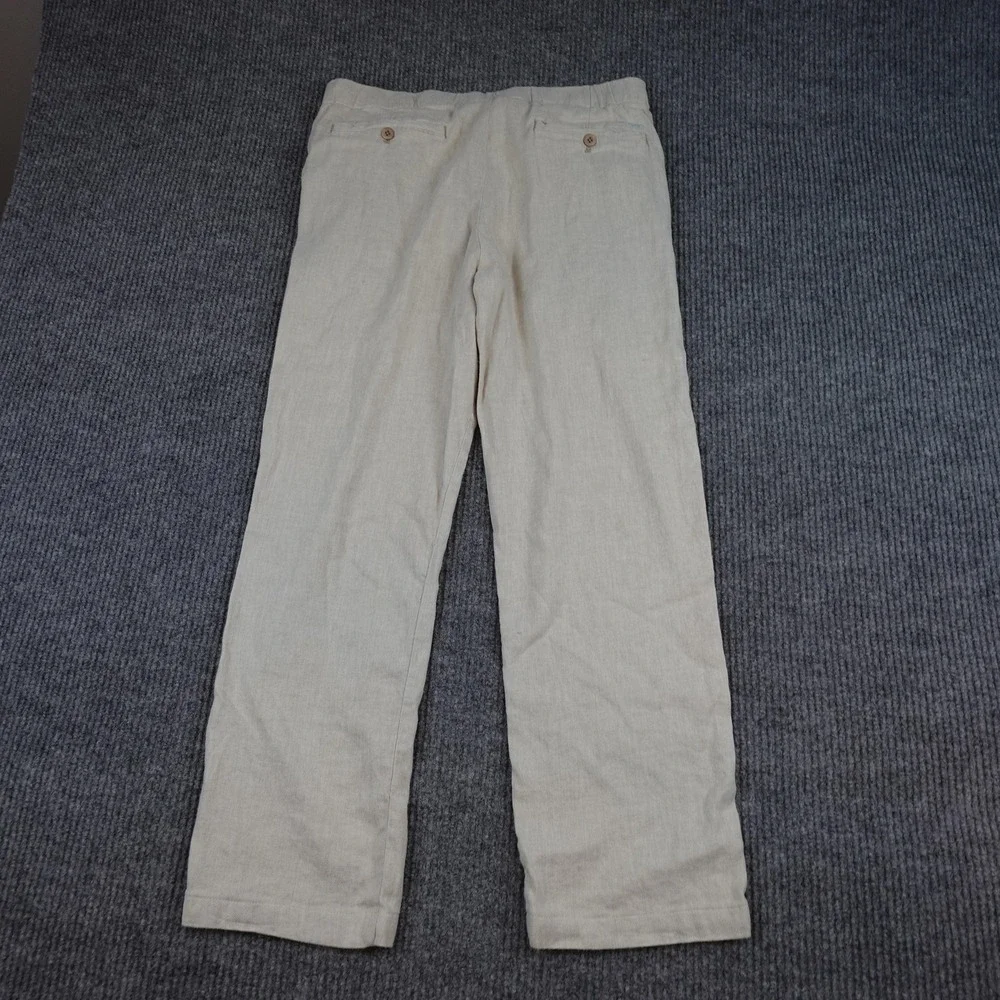 Tommy Bahama Mens Large 34x30 Beige Linen Blend Relaxed Fit Chino Pants